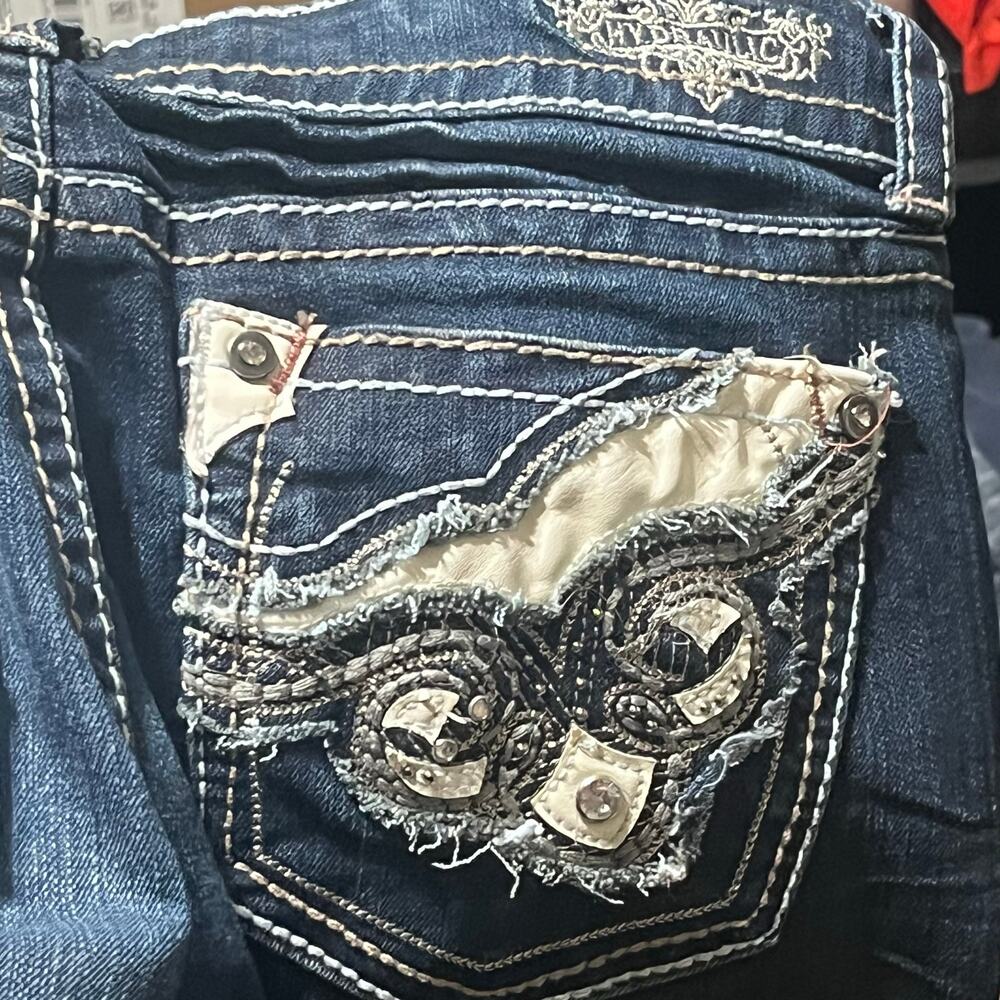 Hydraulic Lola Slim Boot Jeans Embroidered Bling Pockets Distressed 11/12 Y2K - Picture 5 of 10